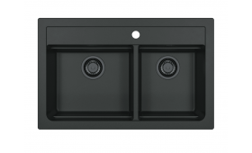 Črno, dvojno, granitno korito za kuhinjo Alveus Atrox 50 A90 Black edition